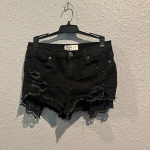 Black Jean Shorts w Lace - Size 7